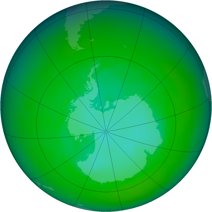 Antarctic ozone map for December 2003